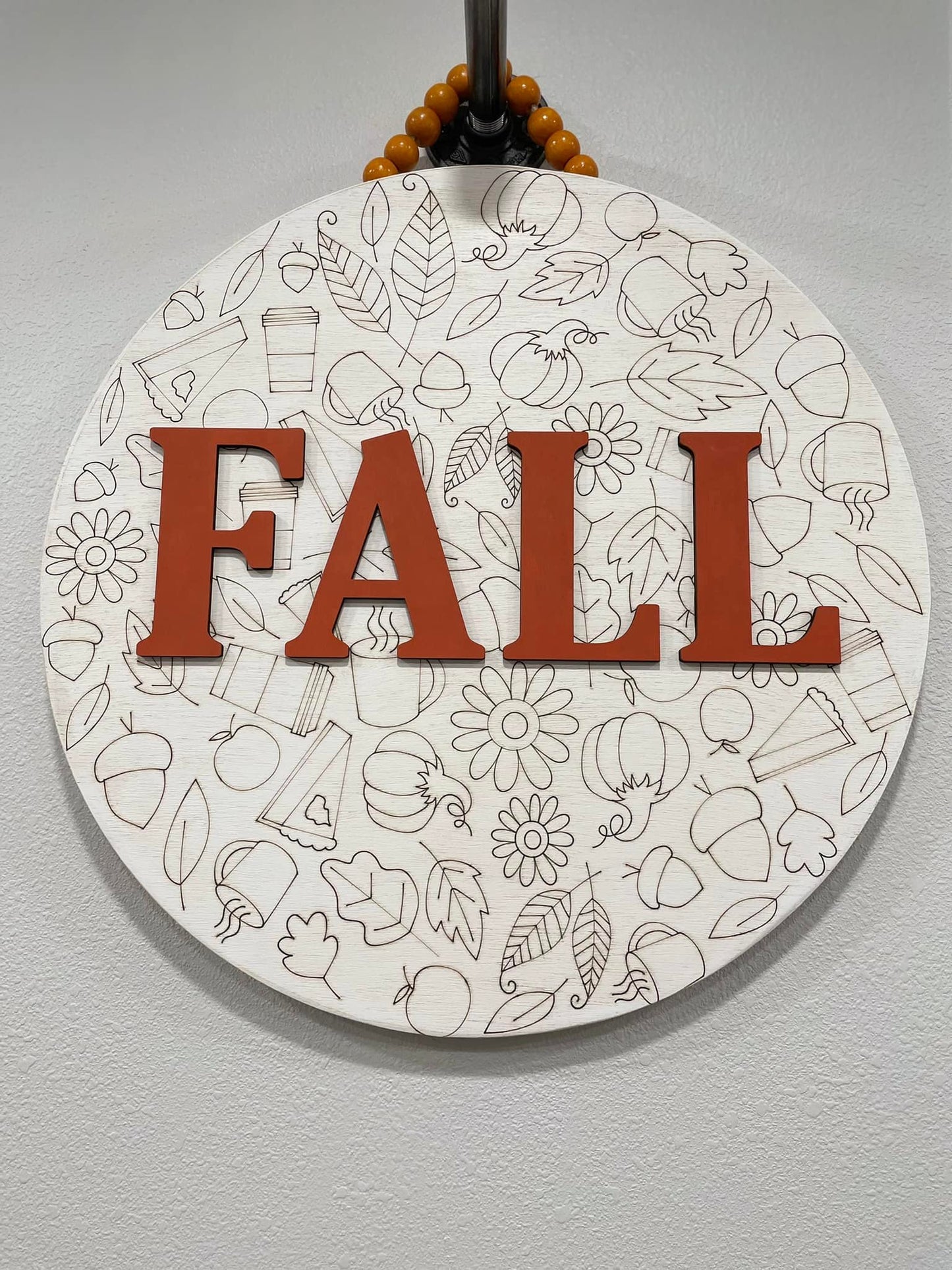 18" Doorhanger Fall background engraved