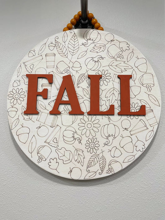 18" Doorhanger Fall background engraved