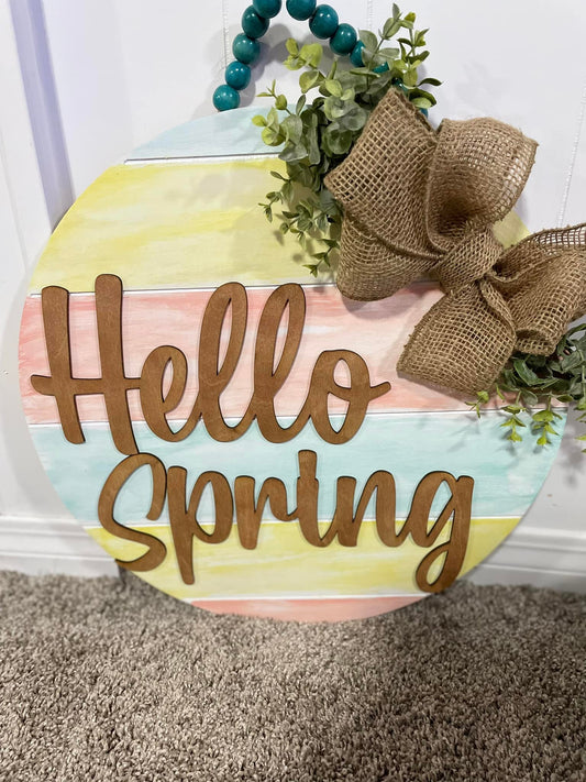 18" doorhanger Hello Spring