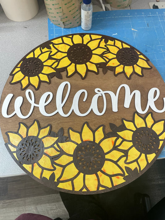 18”welcome sunflowers