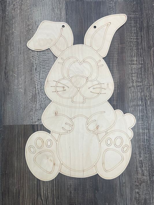 Unfinished 19” bunny with scored lines.